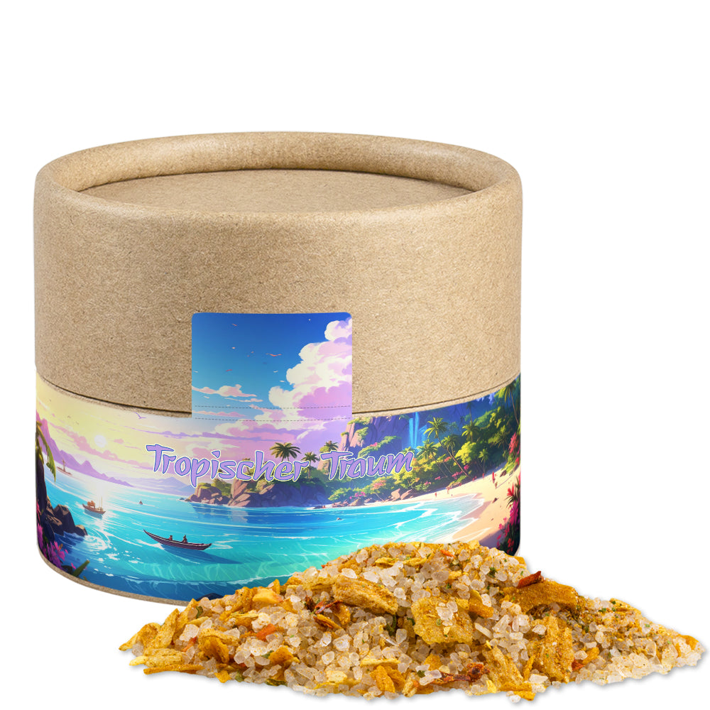 Gewürze und Salz in der kleinen Kraftpapierdose – Tropiksalz, ca. 50 g