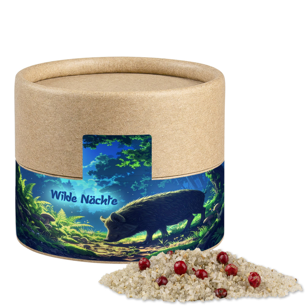 Gewürze und Salz in der kleinen Kraftpapierdose – Wildgewürzsalz, ca. 45 g