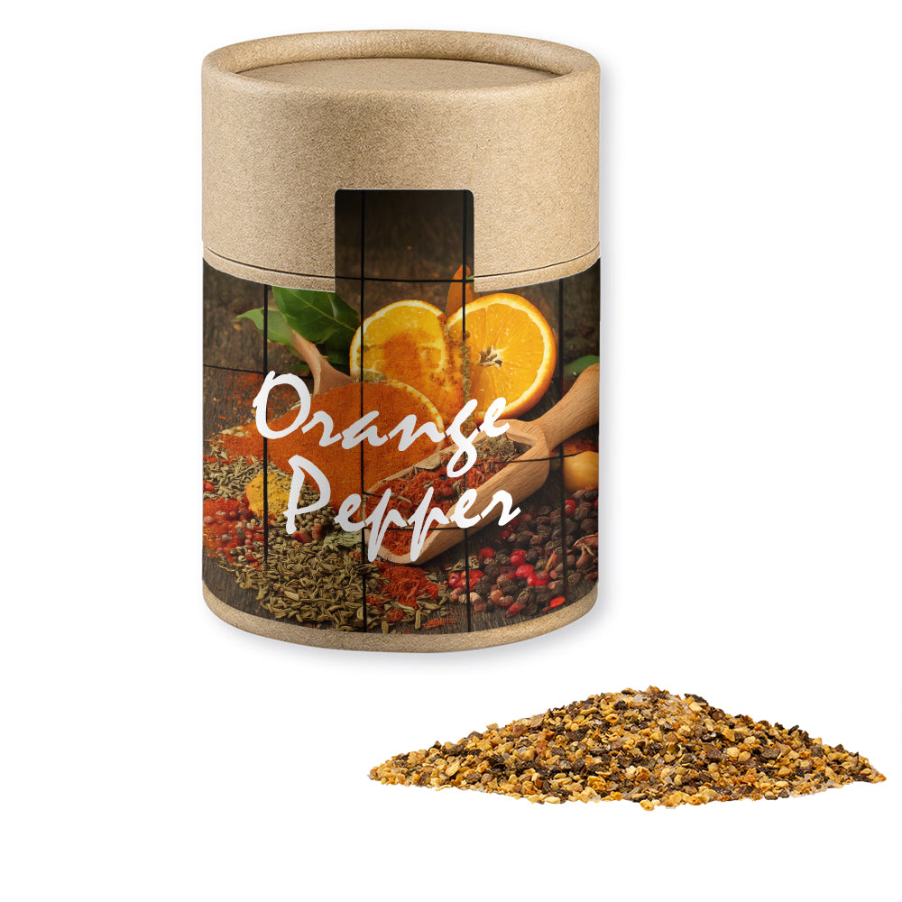 Gewürze und Salz in der Kraftpapierdose Midi – Gewürzmischung Orangen Pfeffer, ca. 75 g
