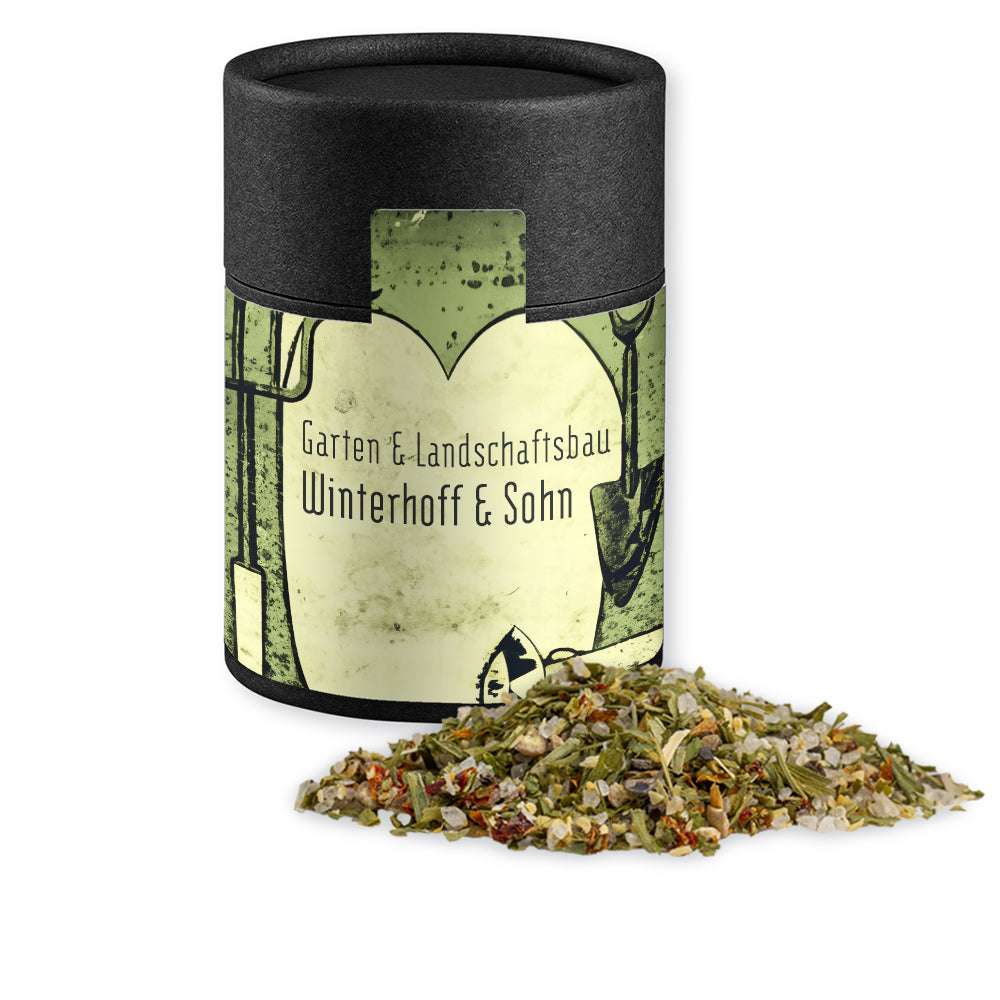 Gewürze und Salz in der schwarzen Kraftpapierdose – Gewürzmischung Rühreigewürz, ca. 75 g