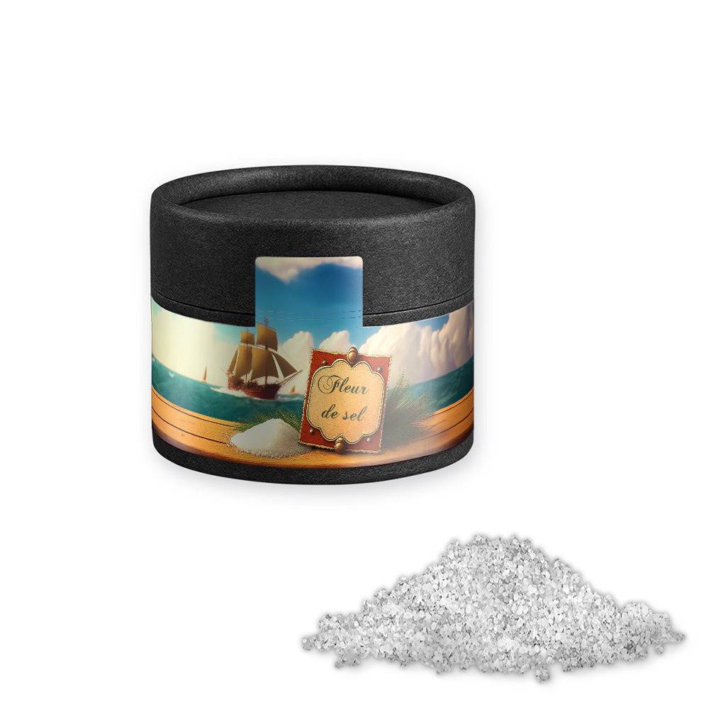 Gewürze und Salz in der schwarzen Mini Dose – Fleur de Sel, ca. 40 g