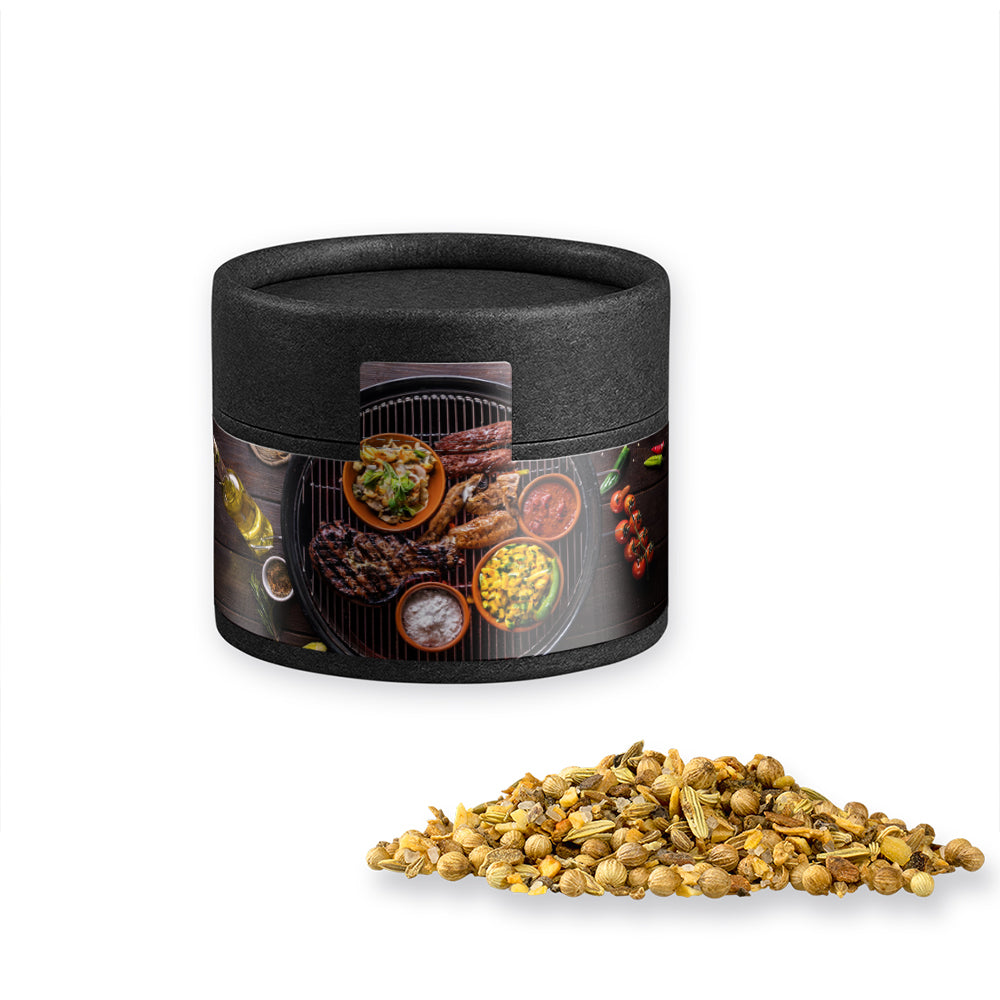 Gewürze und Salz in der schwarzen Mini Dose – Gewürzmischung African BBQ, ca. 40 g