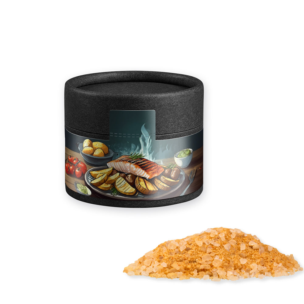 Gewürze und Salz in der schwarzen Mini Dose – Gewürzmischung Rauch Salz grob, ca. 75 g
