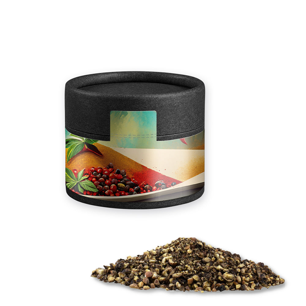 Gewürze und Salz in der schwarzen Mini Dose – Pfeffer geschrotet, ca. 38 g
