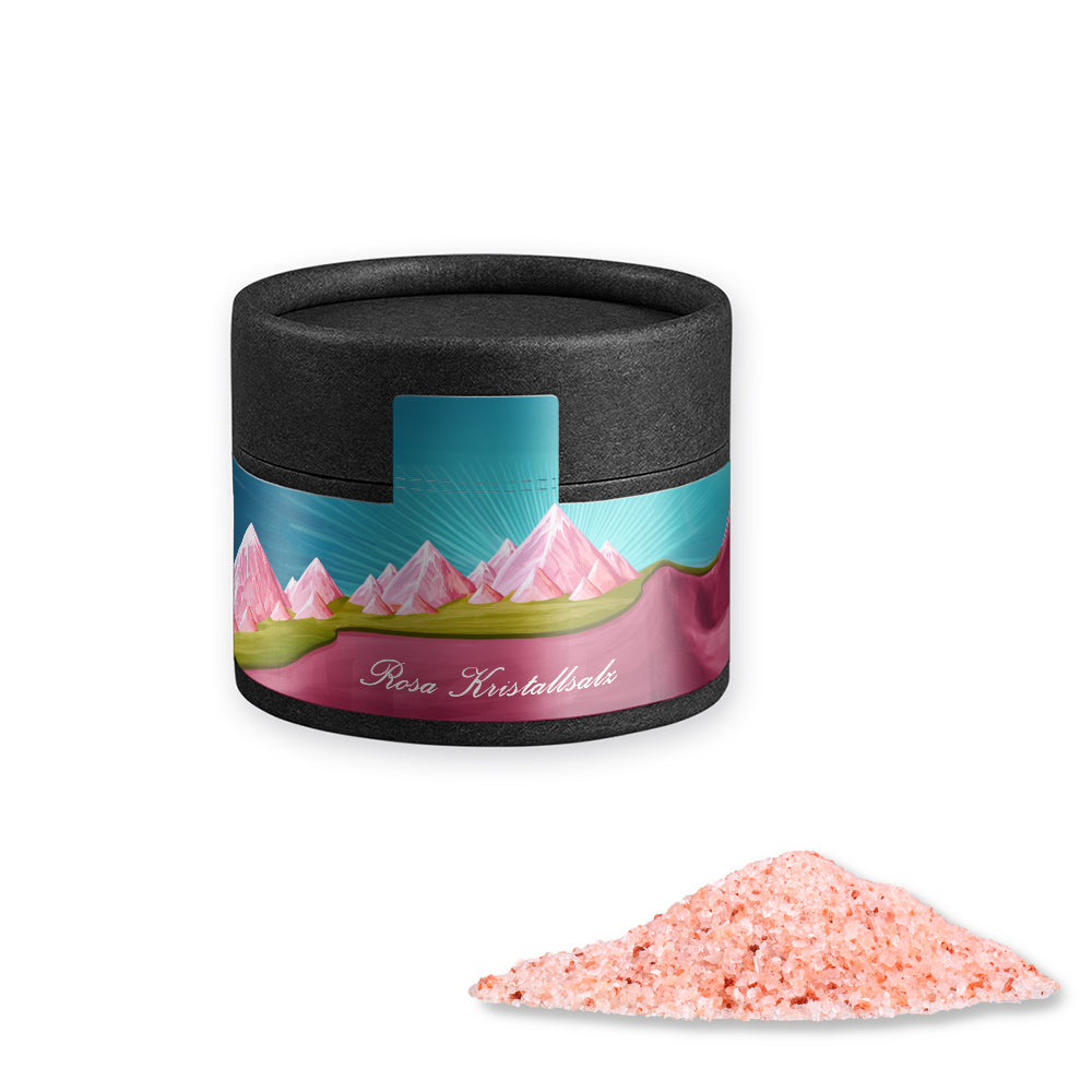 Gewürze und Salz in der schwarzen Mini Dose – Rosa Kristallsalz, ca. 75 g