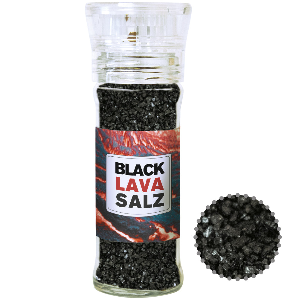 Gewürzmischungen in der Gewürzmühle aus Glas – Gewürzmischung Black Lava Salz, ca. 80 g