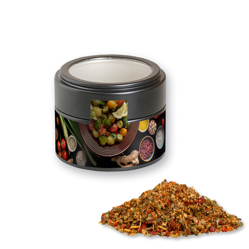 Gewürzmischungen in der schwarzen Metalldose Mini – Gewürzmischung Mediterraner Veggie Mix, ca. 40 g