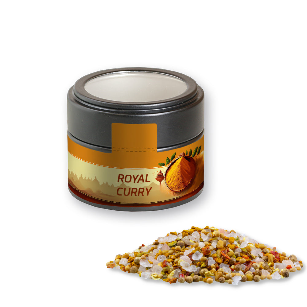 Gewürzmischungen in der schwarzen Metalldose Mini – Royal Curry, ca. 75 g