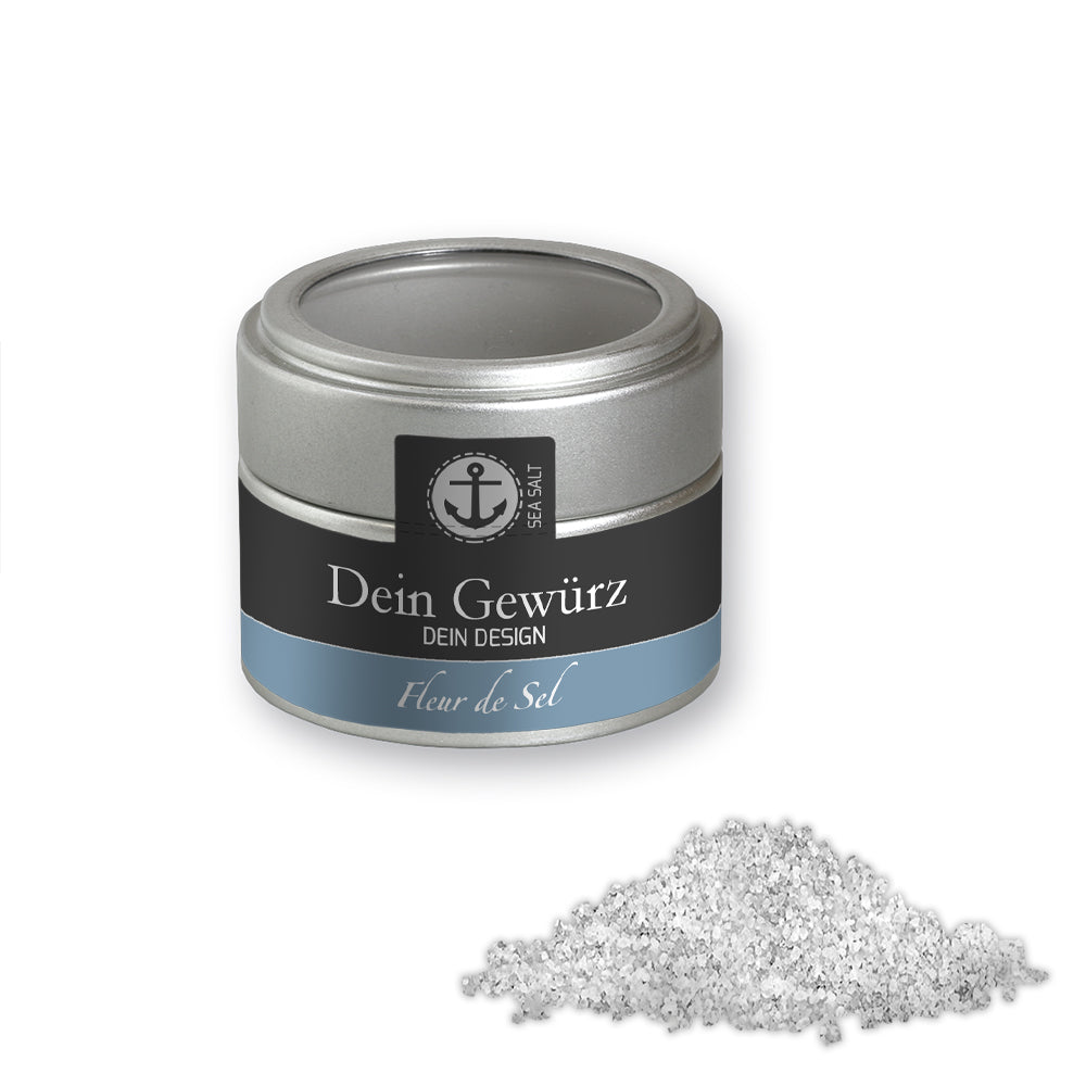 Gewürzmischungen in der silbernen Metalldose Mini – Fleur de Sel, ca. 50 g
