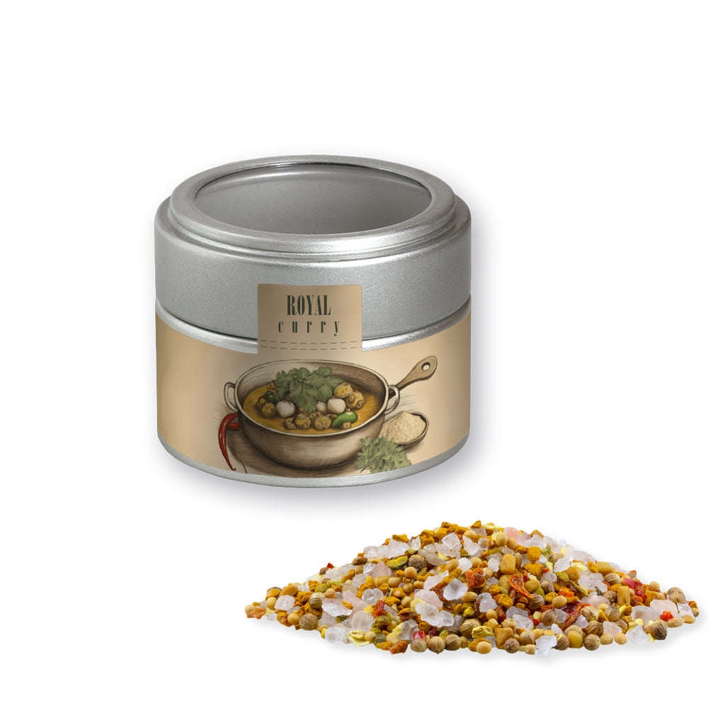Gewürzmischungen in der silbernen Metalldose Mini – Royal Curry, ca. 75 g
