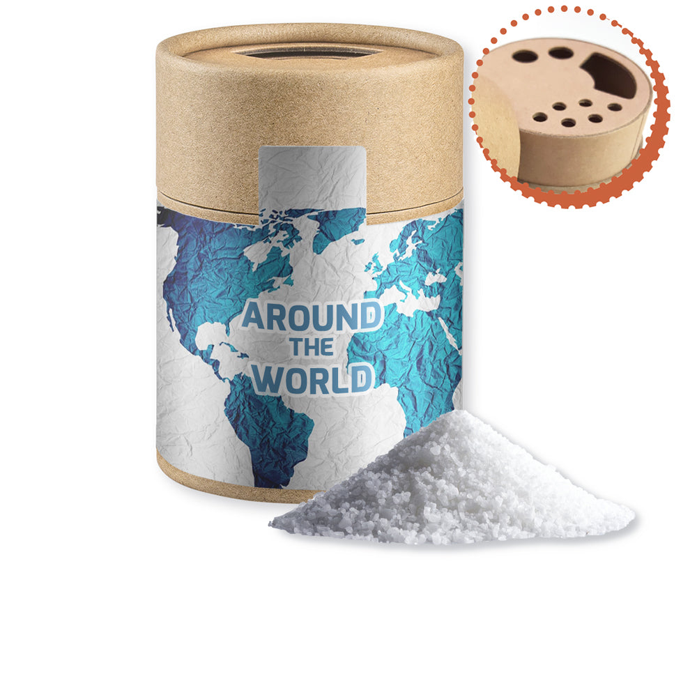 Gewürzstreuer Midi mit Logo Etikett – Fleur de Sel, ca. 65 g
