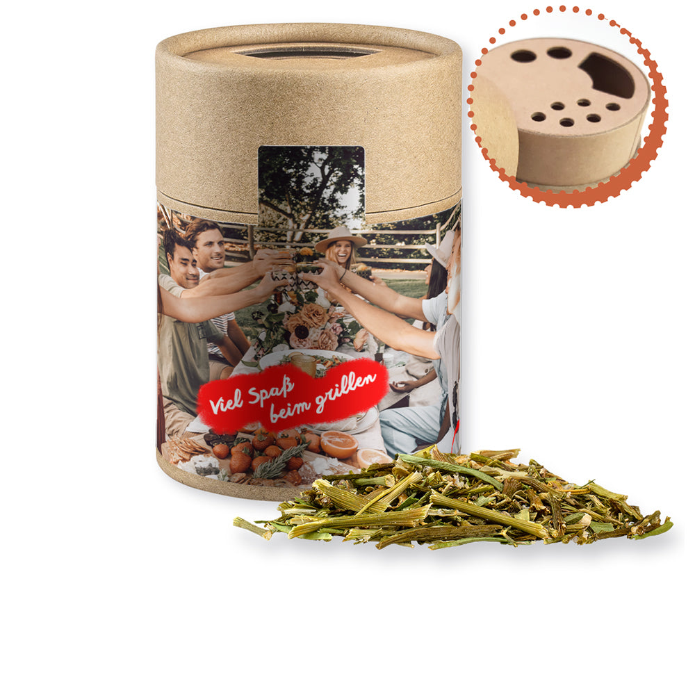 Gewürzstreuer Midi mit Logo Etikett – Gewürzmischung BBQ Kräuter Rub, ca. 50 g