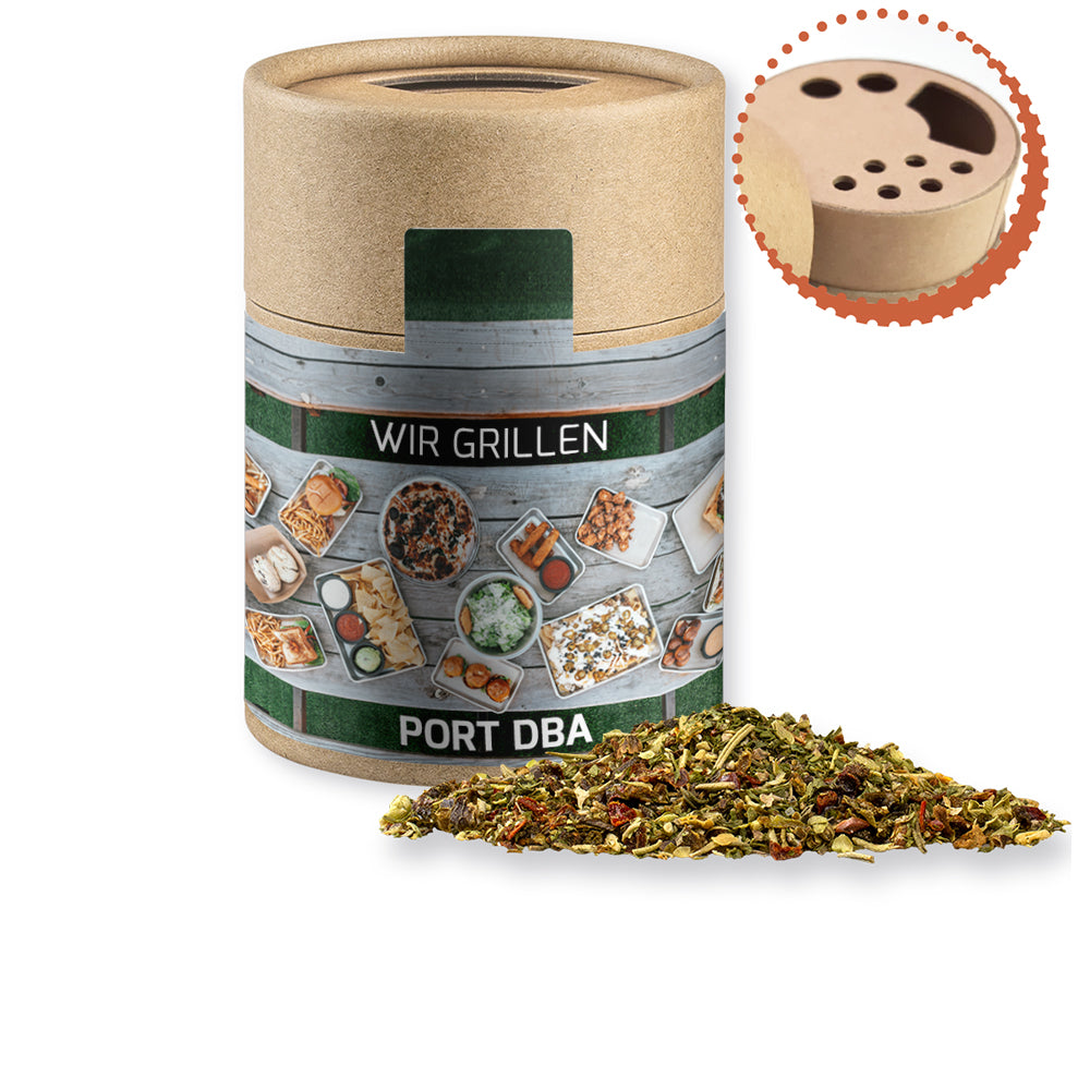 Gewürzstreuer Midi mit Logo Etikett – Gewürzmischung Steakgewürz, ca. 75 g
