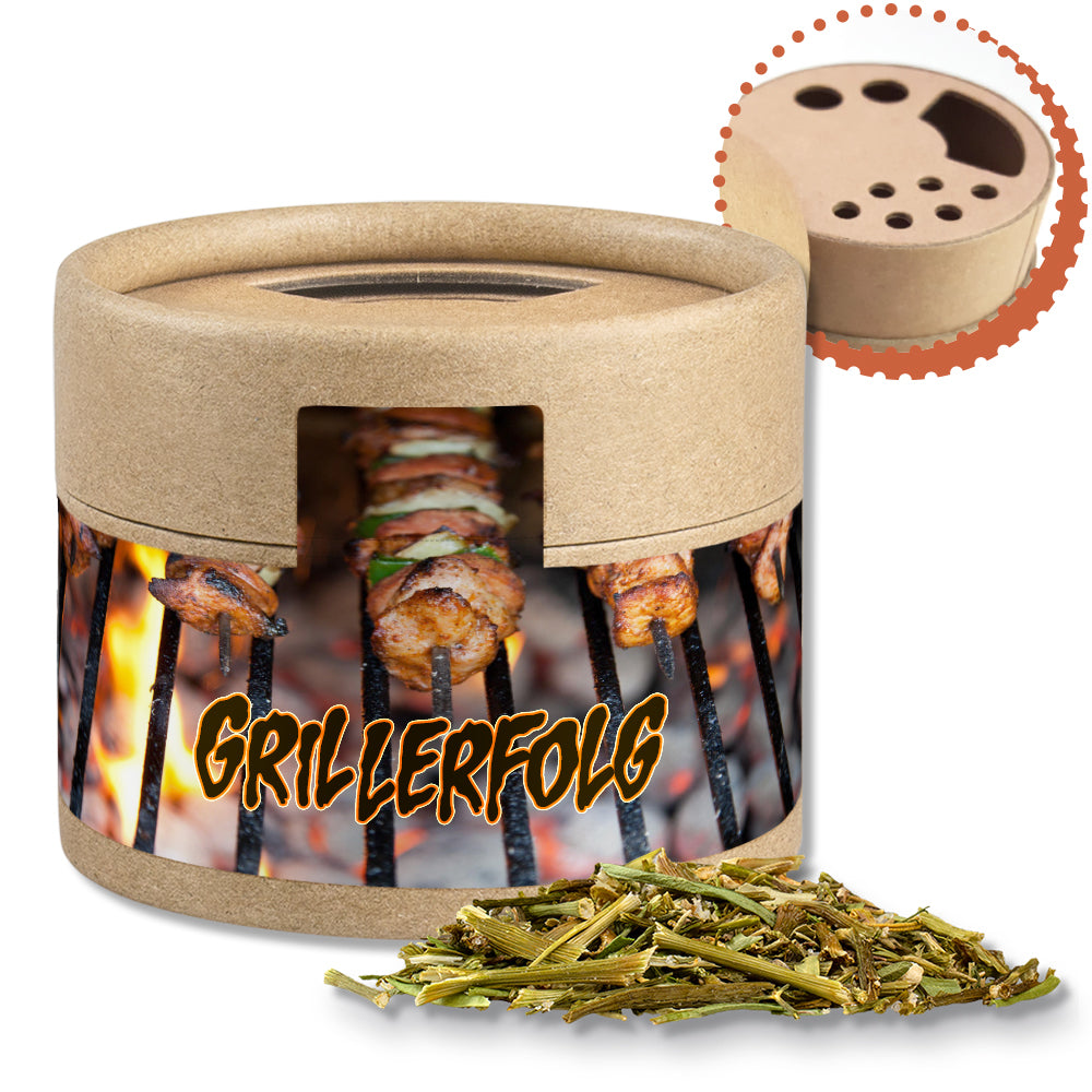 Gewürzstreuer Mini mit Logo Etikett – Gewürzmischung BBQ Kräuter Rub, ca. 28 g