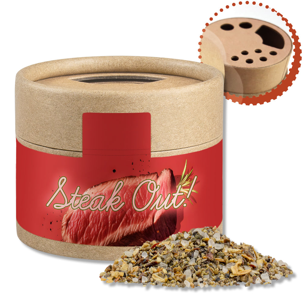 Gewürzstreuer Mini mit Logo Etikett – Gewürzmischung Kräuter Steakgewürz, ca. 25 g
