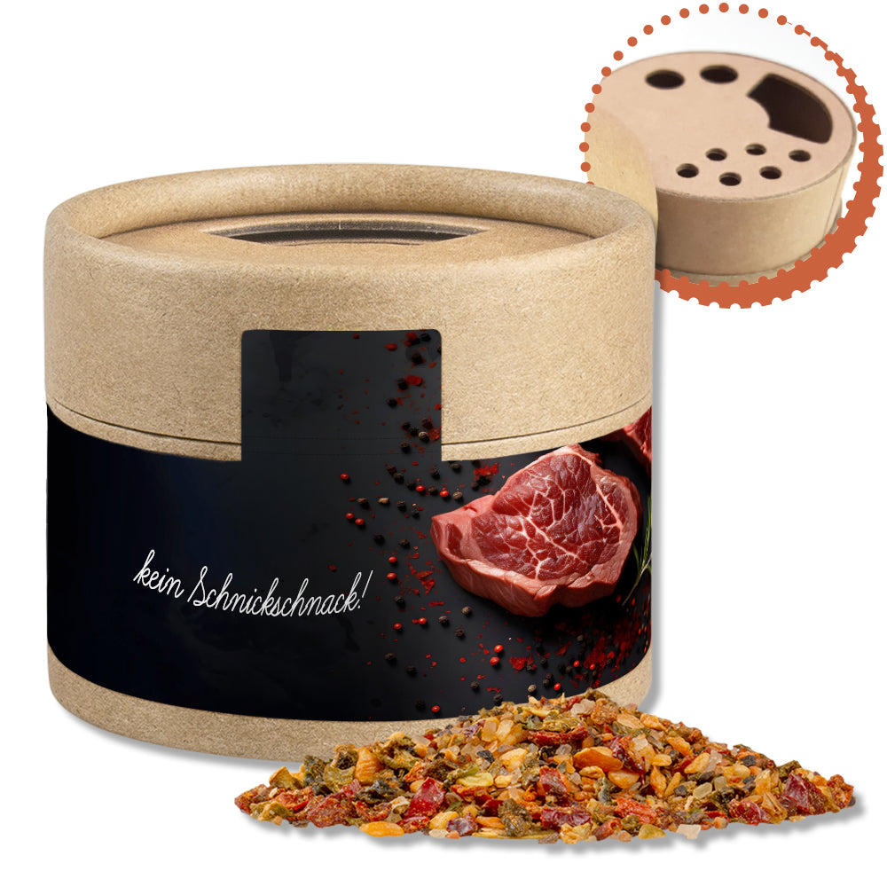 Gewürzstreuer Mini mit Logo Etikett – Gewürzmischung Steak Pfeffer, ca. 40 g