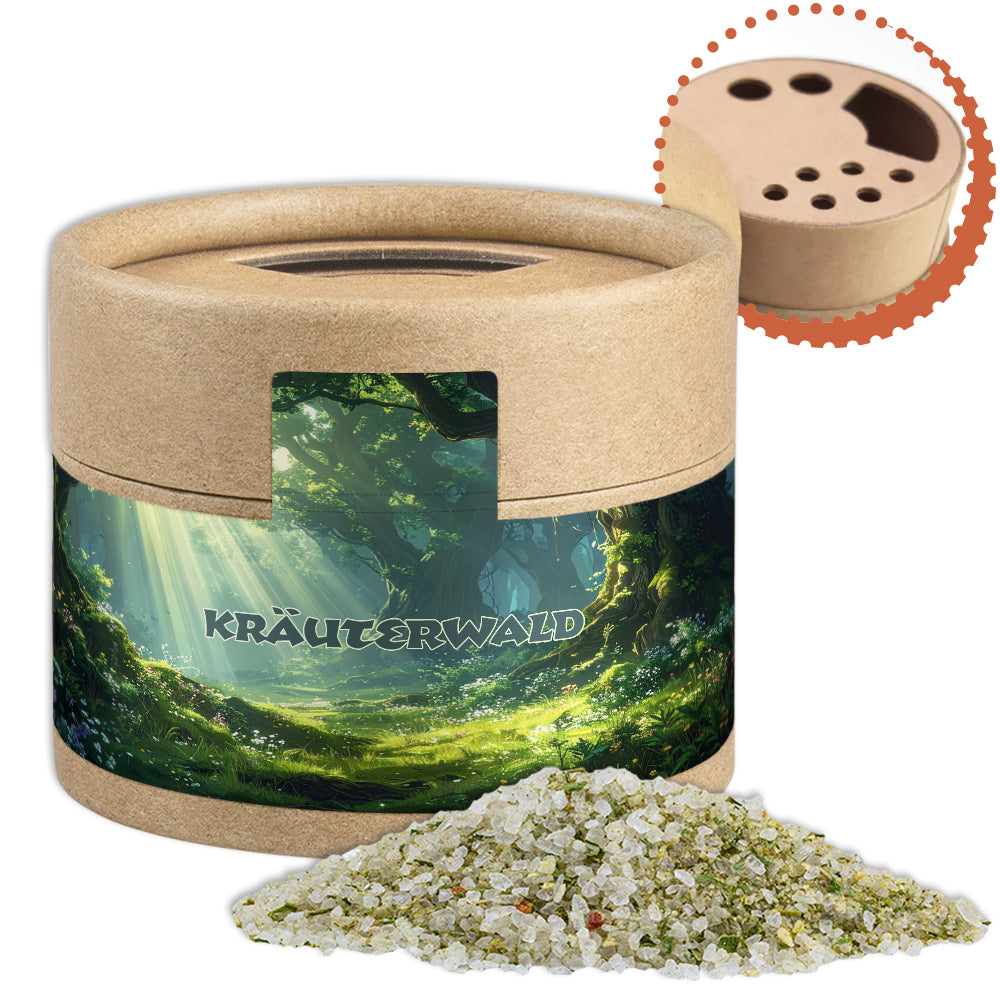 Gewürzstreuer Mini mit Logo Etikett – Kräutersalz, ca. 55 g