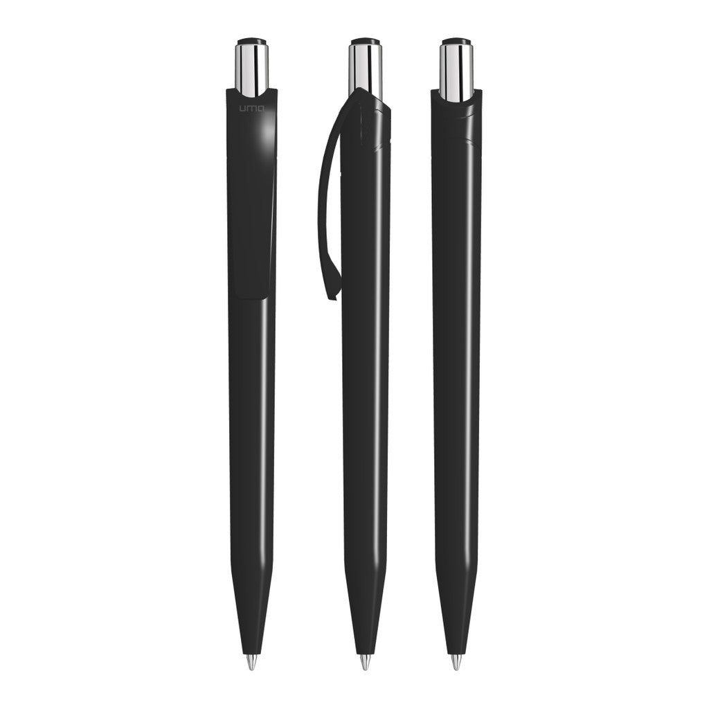 Glänzender Druckkugelschreiber mit Großraummine – Schwarz