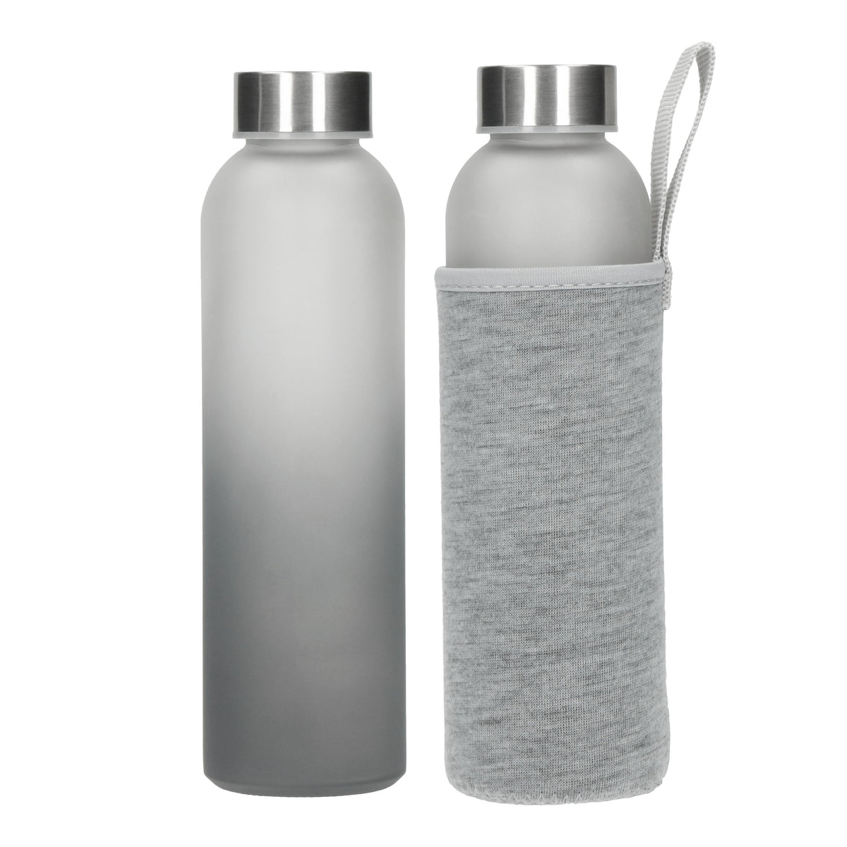 Glasflasche mit Hülle „Iced“ 0,45 l – Transparent / Grau