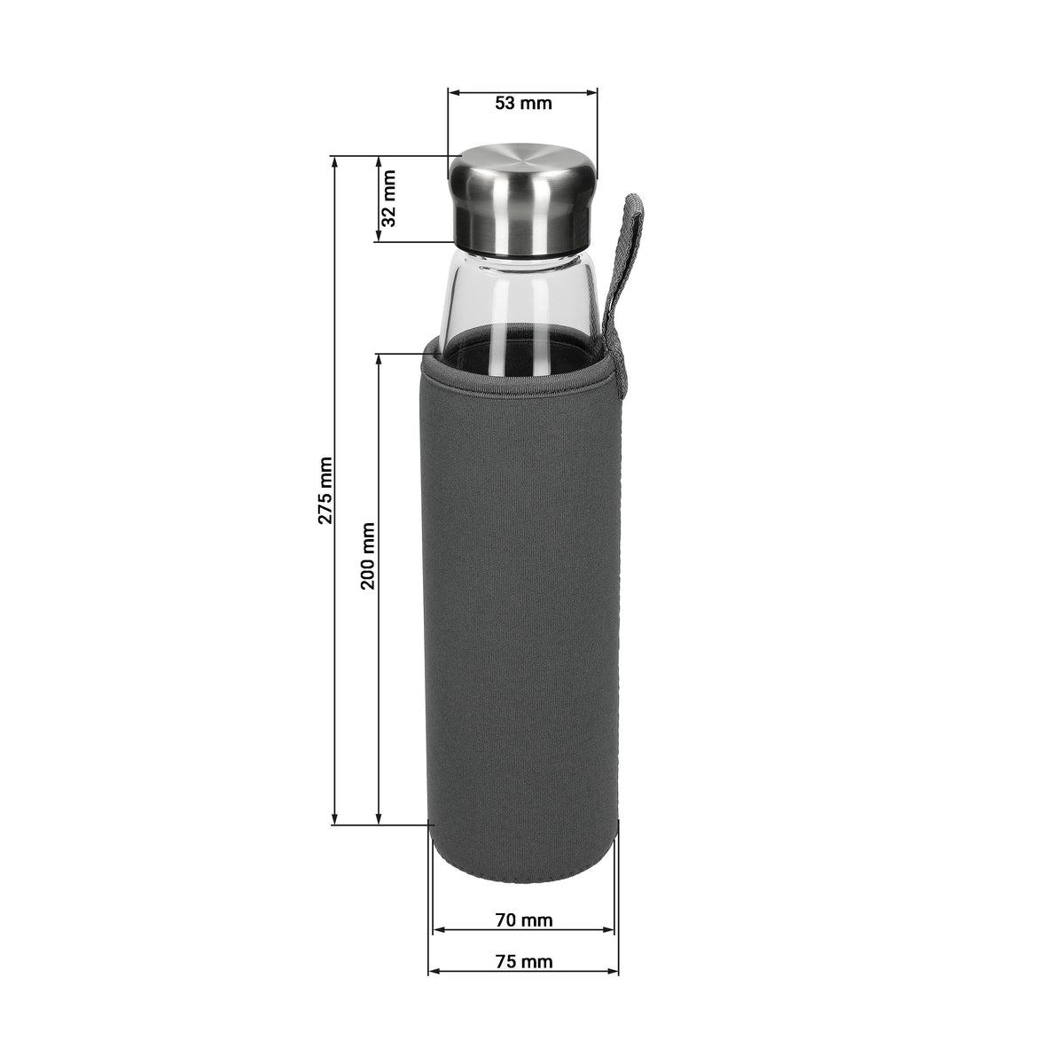 Glasflasche mit Hülle „Life“ 0,7 l