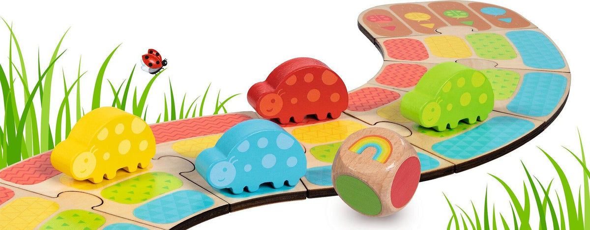 Glückskäferrennen Würfelspiel aus Holz mit 15 Teilen – Weitere Ansicht