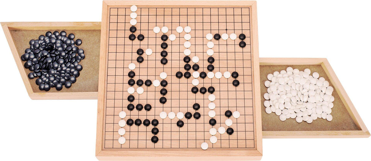 Go Brettspiel aus Holz mit Ausziehfächern, 361 Steine – Ansicht