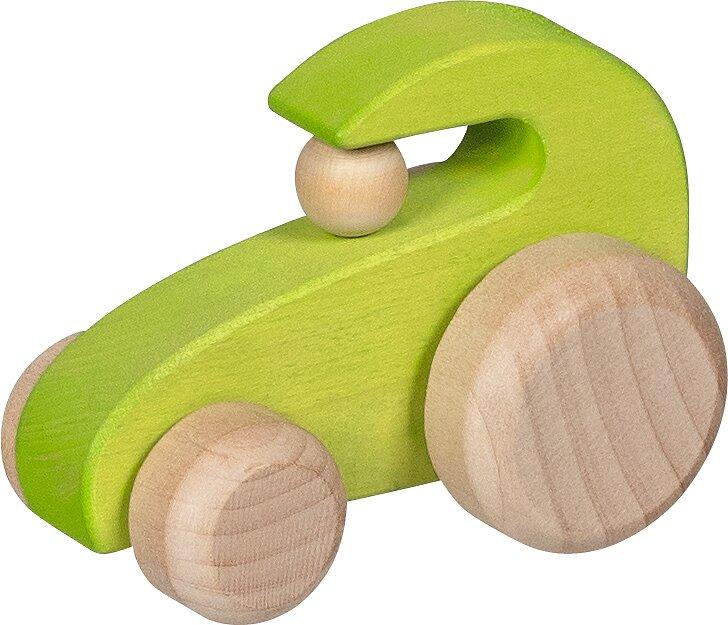 Greiffahrzeug Traktor in Grün aus Holz von goki – Seitenansicht