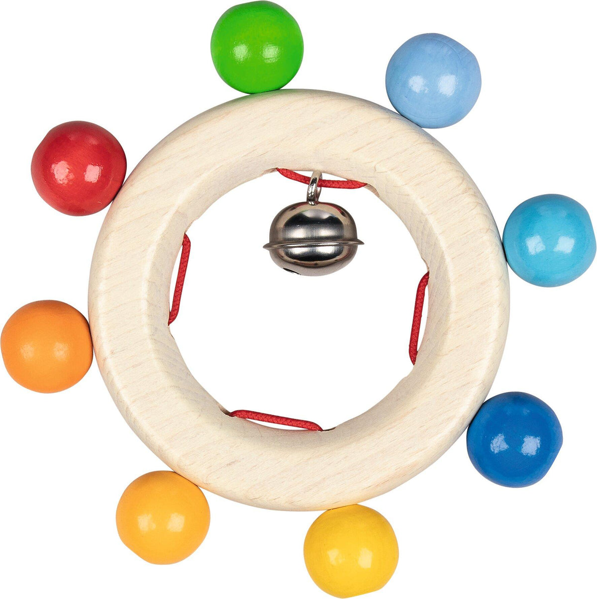 Greifling Ring mit Regenbogenperlen und Glöckchen – Ansicht