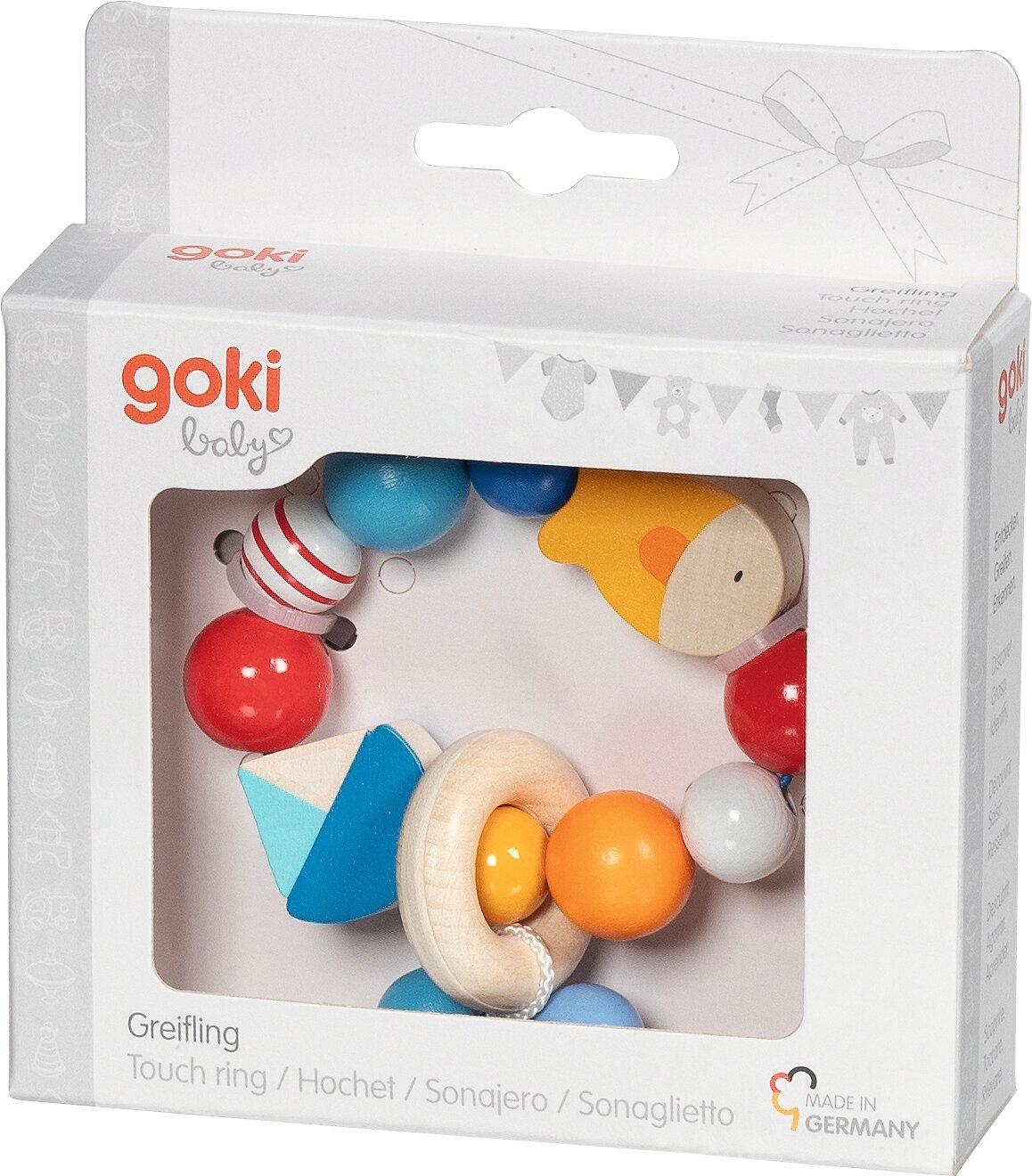 Greifling Schiff und Fisch mit bunten Holzperlen – Verpackung