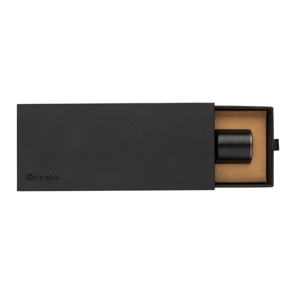 Große Gear X Taschenlampe aus RCS recycelt. Alu mit USB-Akku
