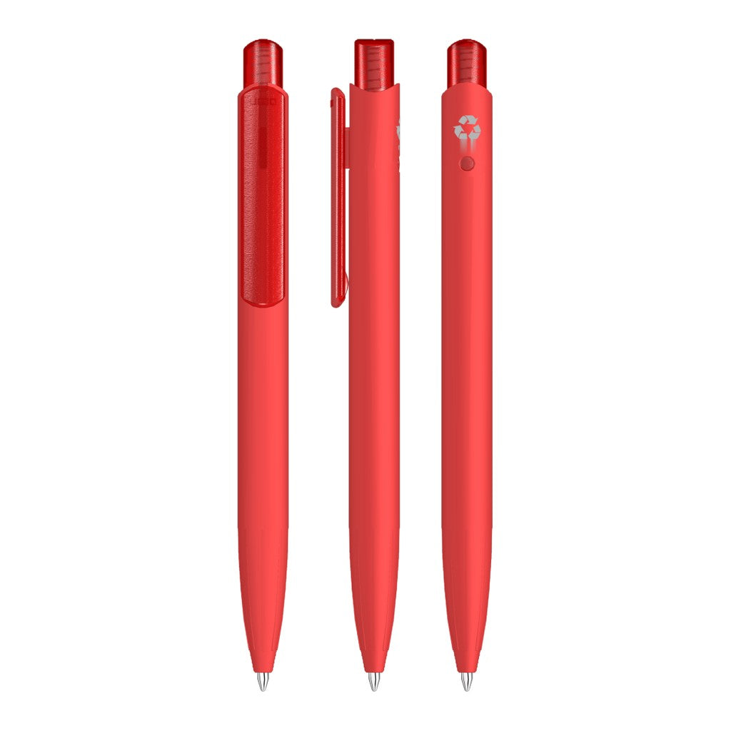 Gummierter Kugelschreiber mit transparentem Clip – Rot