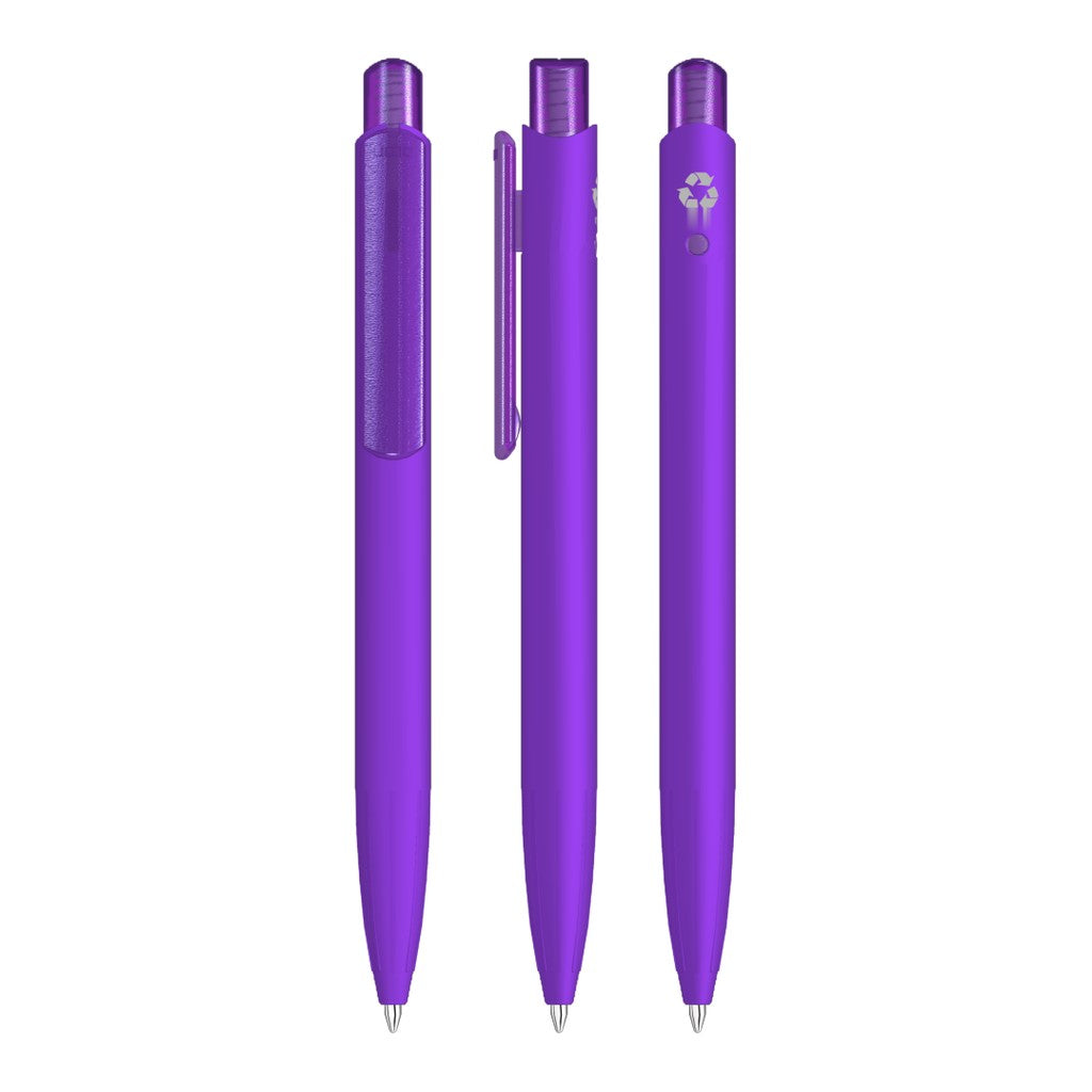 Gummierter Kugelschreiber mit transparentem Clip – Violett
