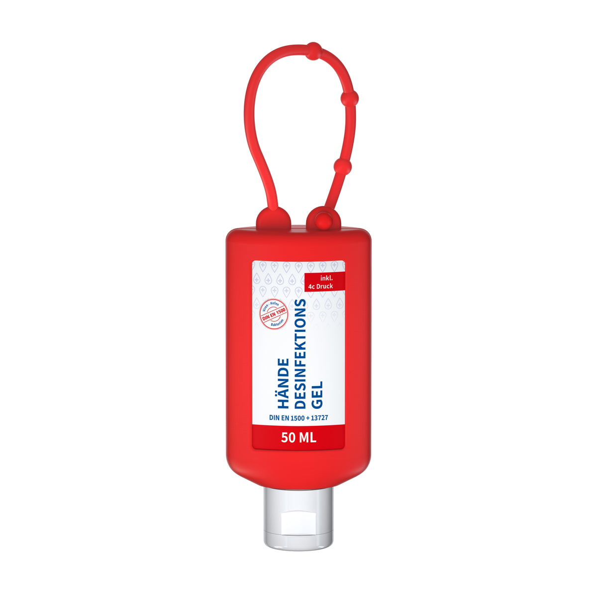 Hände Desinfektionsgel 50 ml Flasche zum Anhängen – Rot