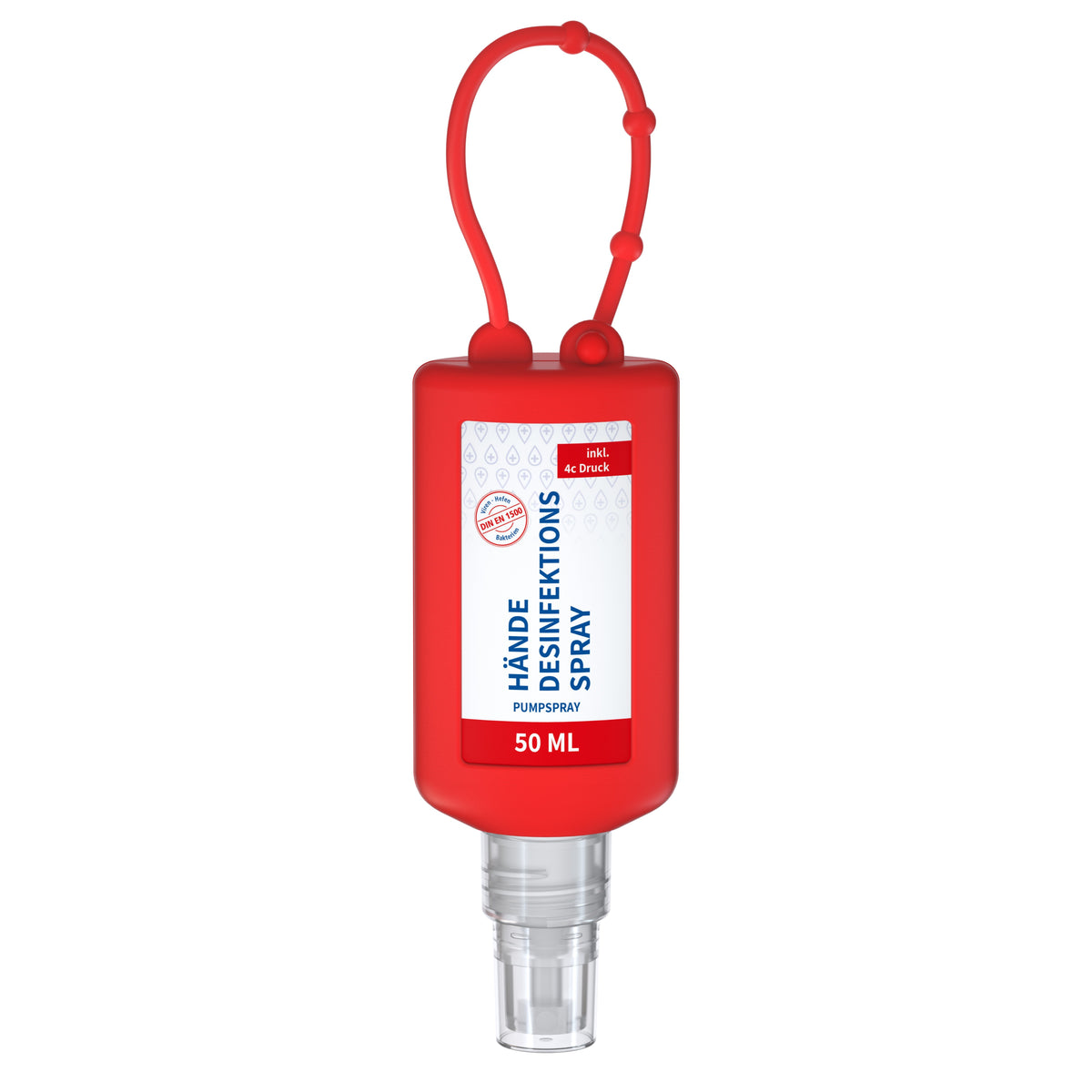 Hände Desinfektionsspray 50 ml Flasche zum Anhängen – Rot