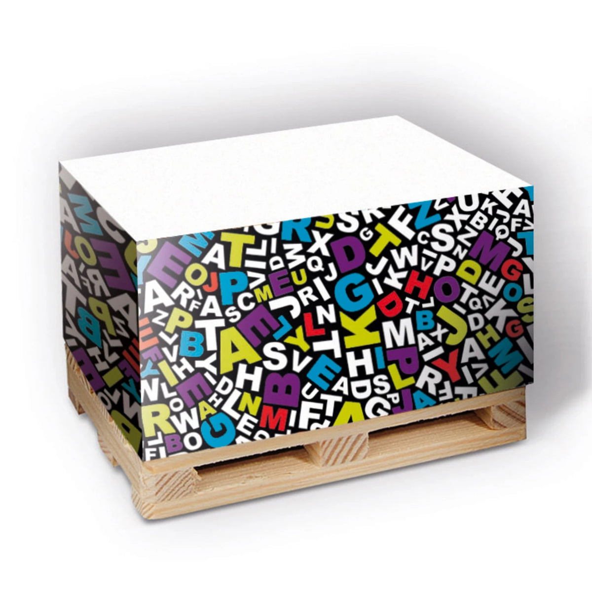 Haftquader auf Mini Holzpalette mit Logo bedrucken – Ansicht