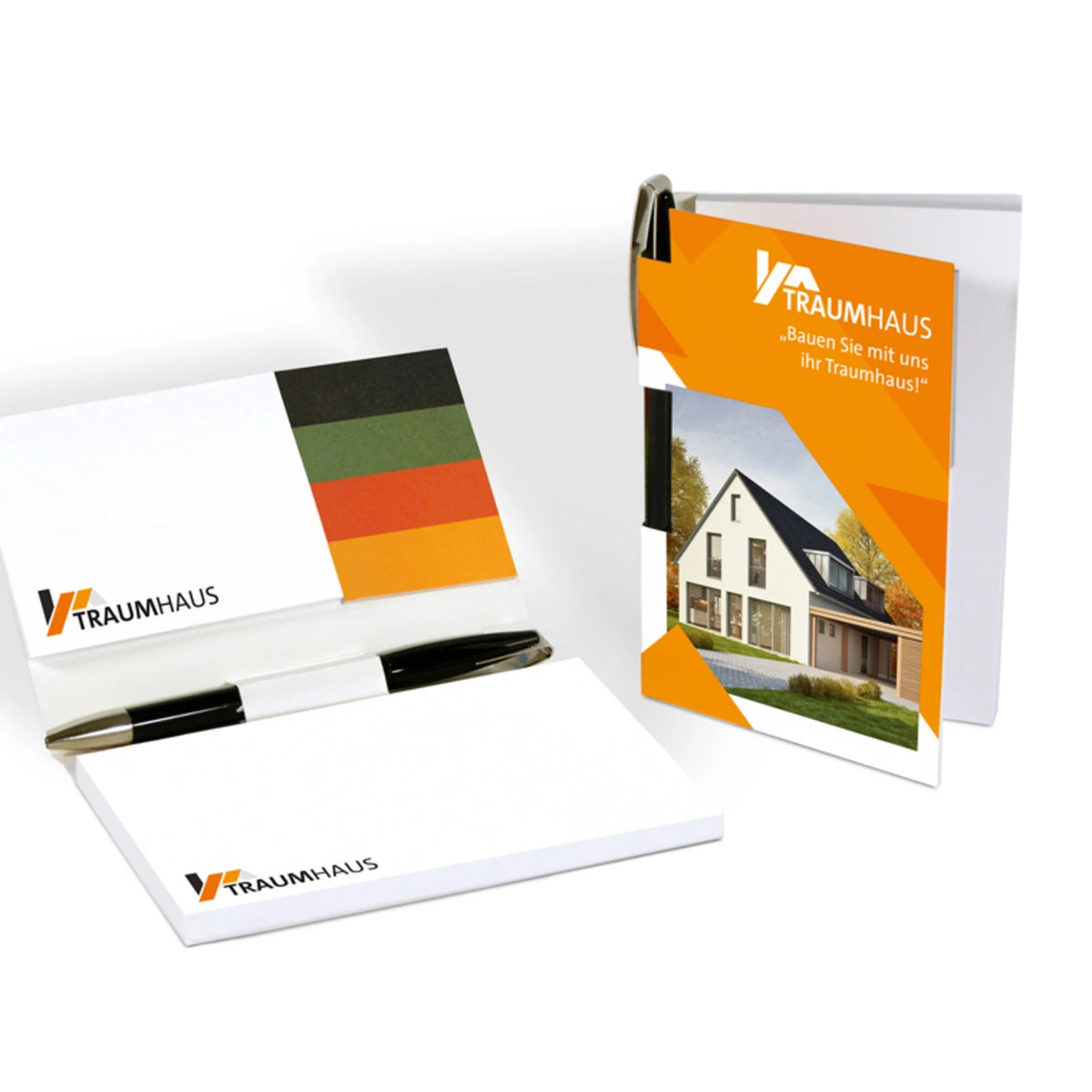 Haftset 140 x 95 mm mit Notizblock und Papiermarkern bedrucken