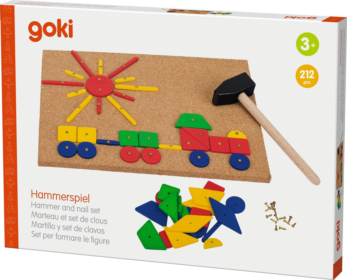 Hammerspiel XXL mit A4 Korkplatte und 100 Holzplättchen – Nahaufnahme