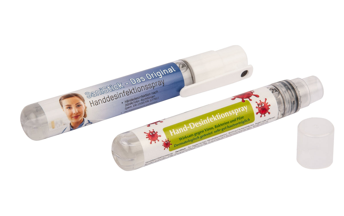 Handdesinfektionsspray 15 ml mit Clip und Etikett