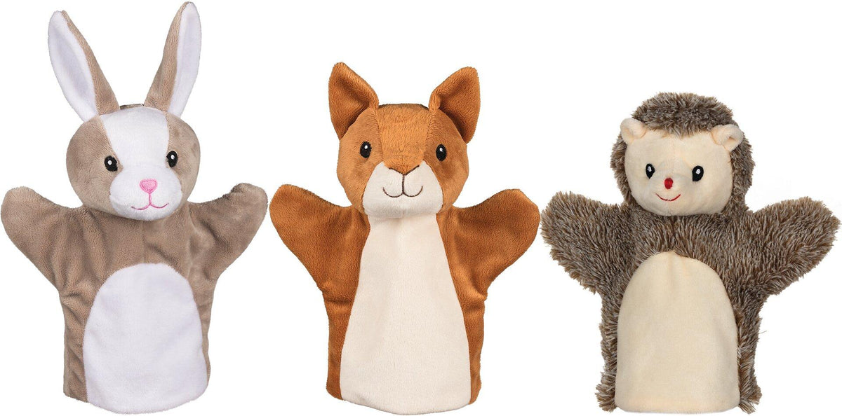 Handpuppen Eichhörnchen, Hase und Igel im Dreierset