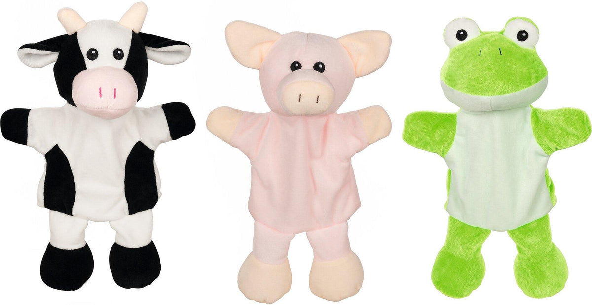 Handpuppen Kuh, Schwein und Frosch mit Beinen