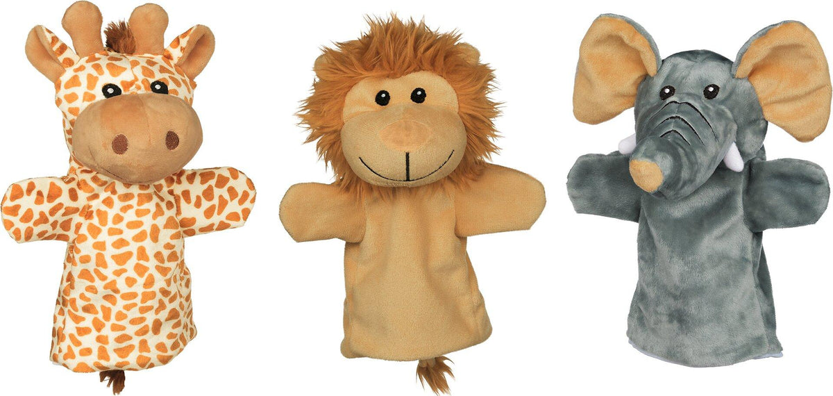 Handpuppen Wilde Tiere mit Löwe, Giraffe und Elefant – Gesamtansicht