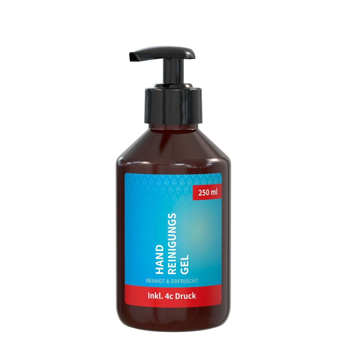 Handreinigungsgel 250 ml Pumpspender mit Etikett rundum