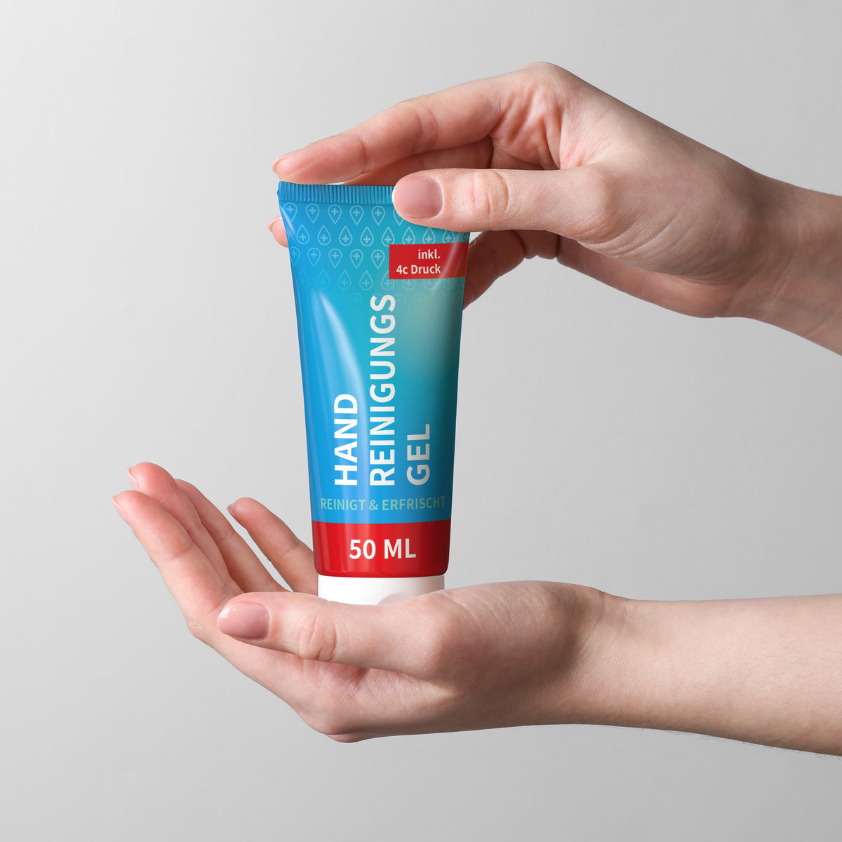 Handreinigungsgel 50 ml Tube vollflächig bedruckt