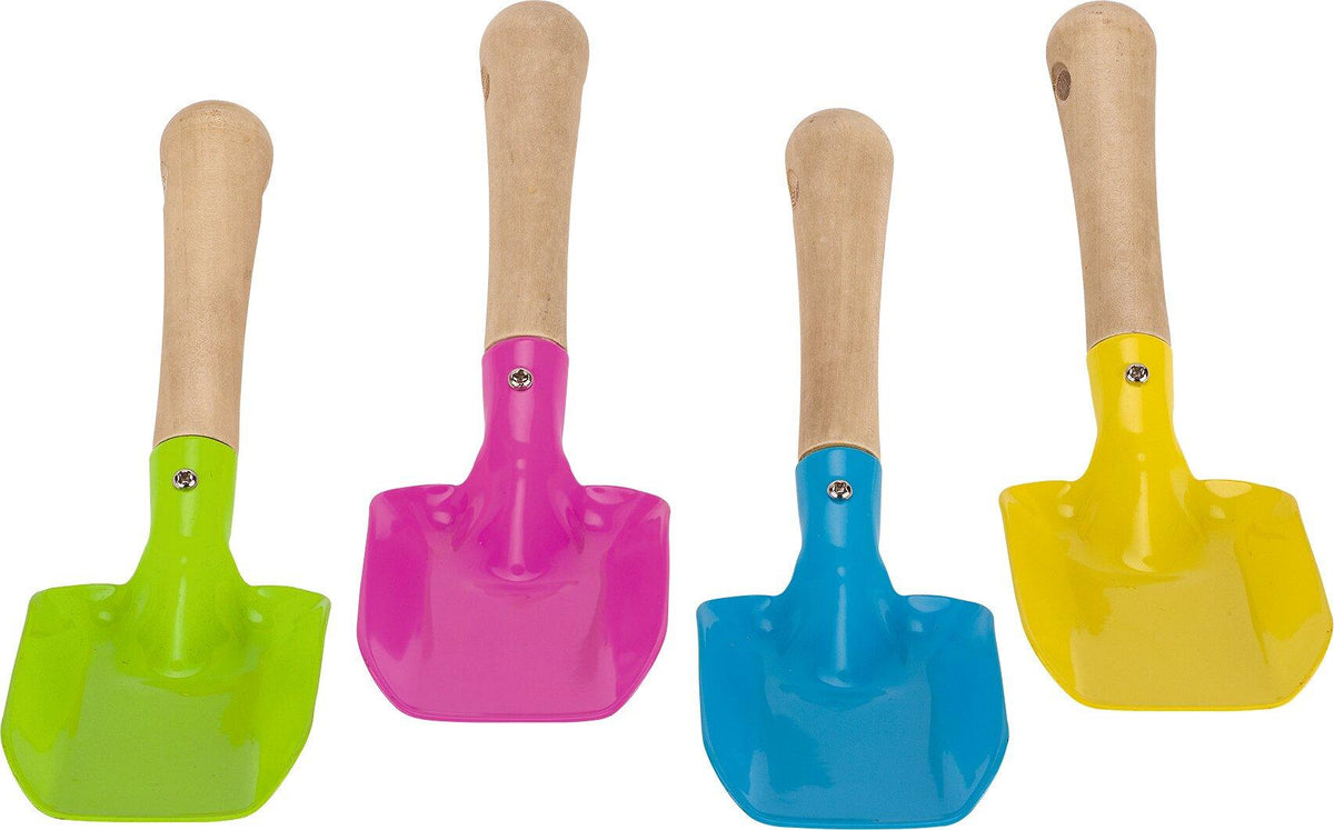 Handschaufeln für Kinder aus Metall in vier Farben