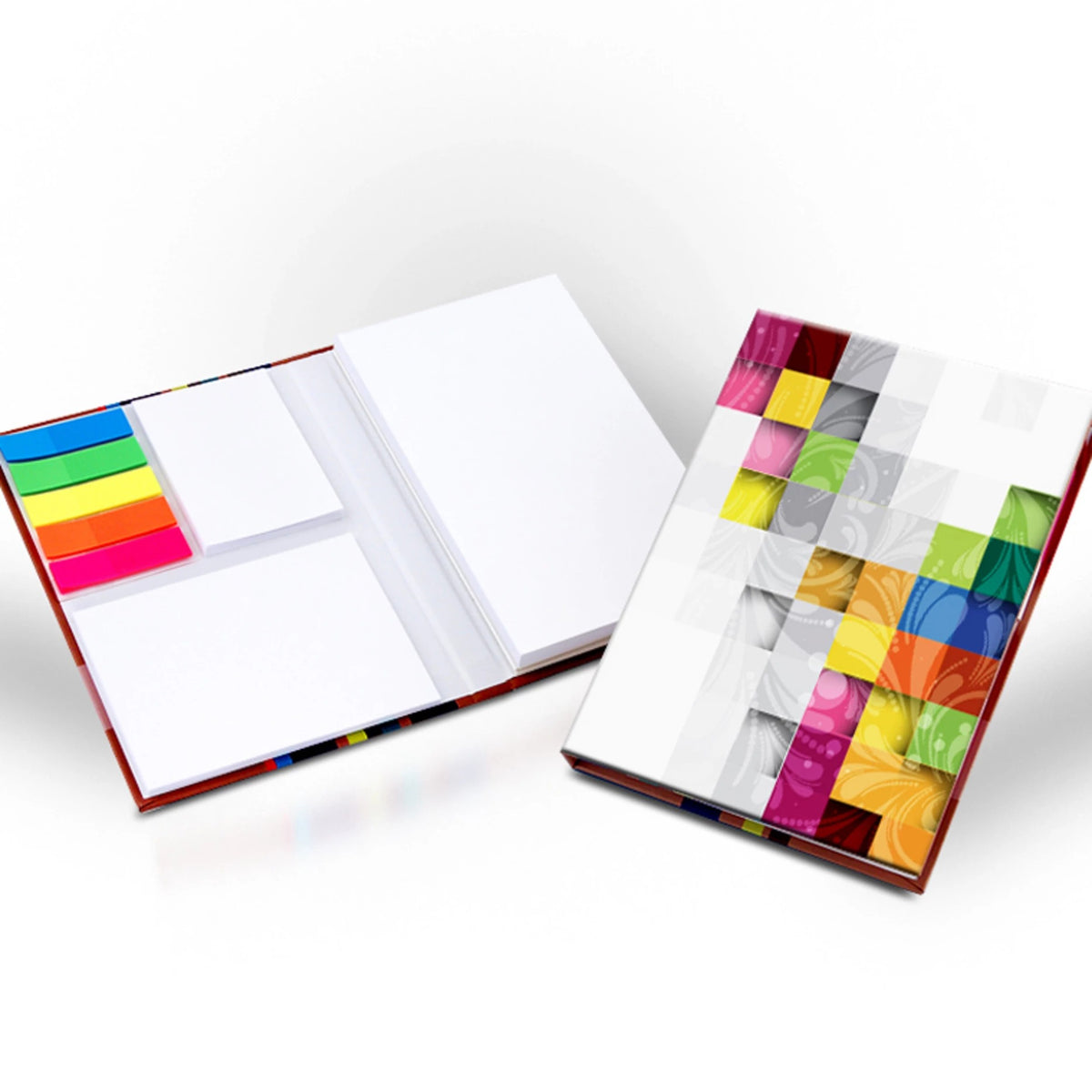 Hardcover Set mit Haftnotizen, Notizblock und Markern