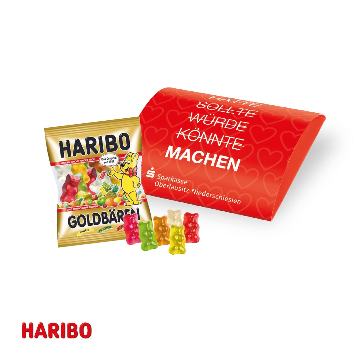 Aufstellbares Werbebriefchen aus Karton mit bedrucktem Motiv