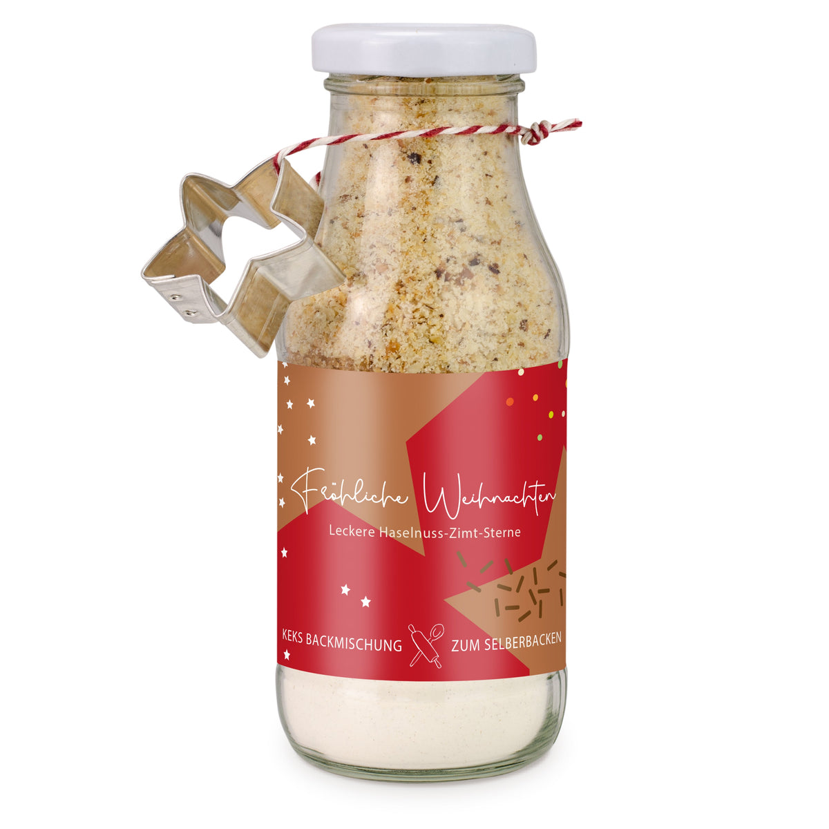 Haselnuss Zimt Backmischung in kleiner Flasche 190 g mit Logo
