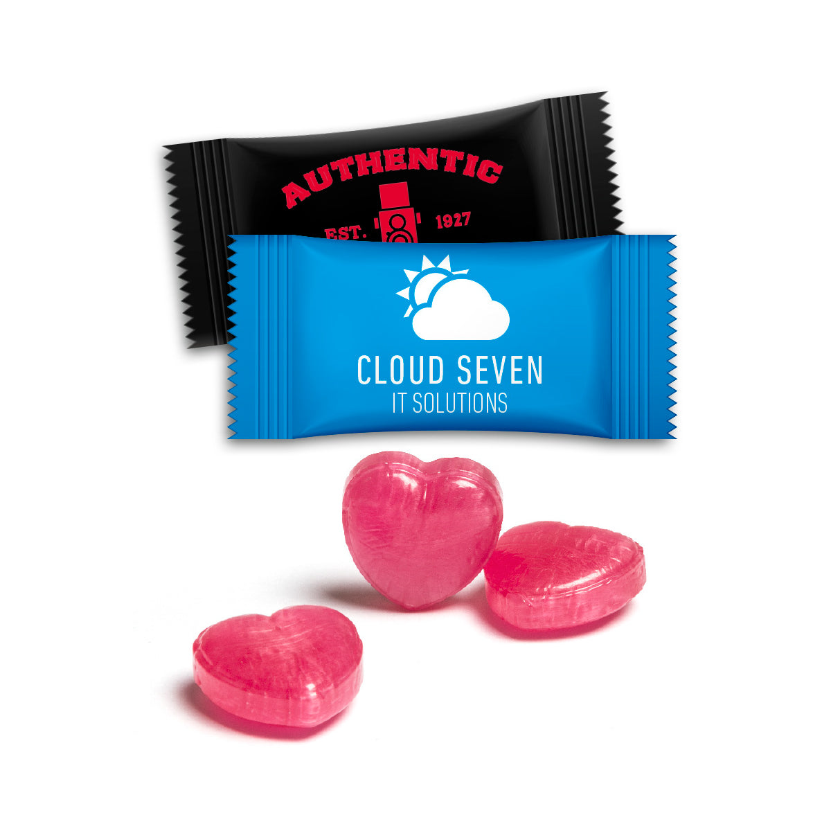 Herzbonbons im Flowpack