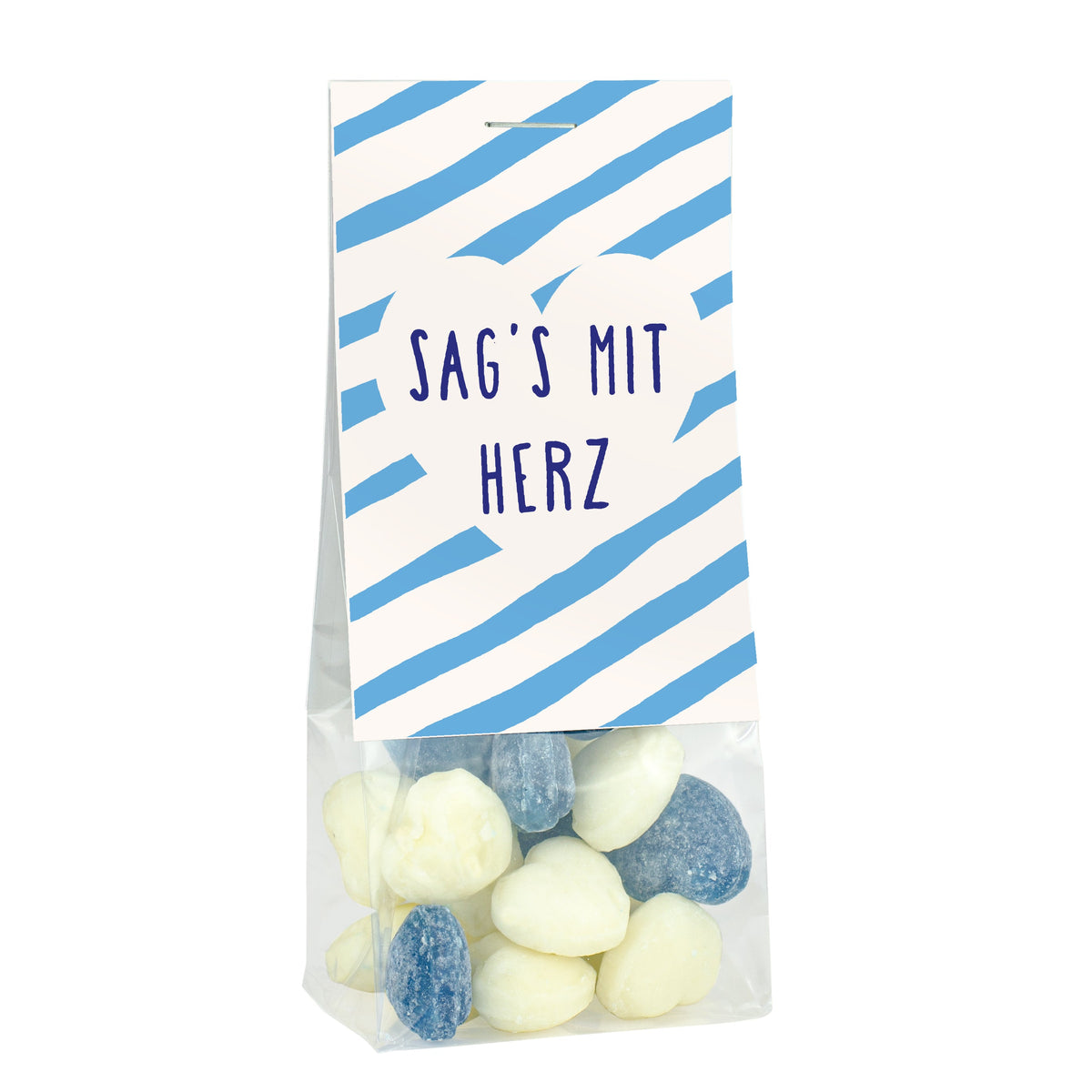 Herzbonbons mit Eiszucker und Heidelbeere im Beutel 45 g – Beispielmotiv