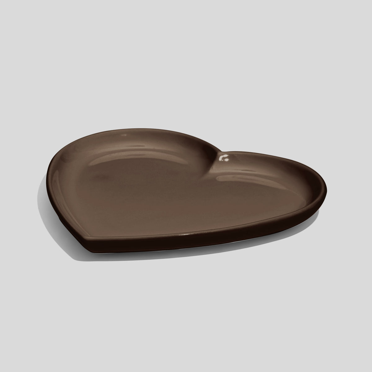 Herzförmiger Keramikteller 14 cm – Dunkelbraun